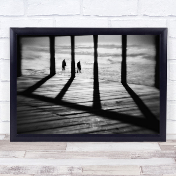 The Add Dimension Beach Sand People Footbridge Shadow B&W Figures Wall Art Print
