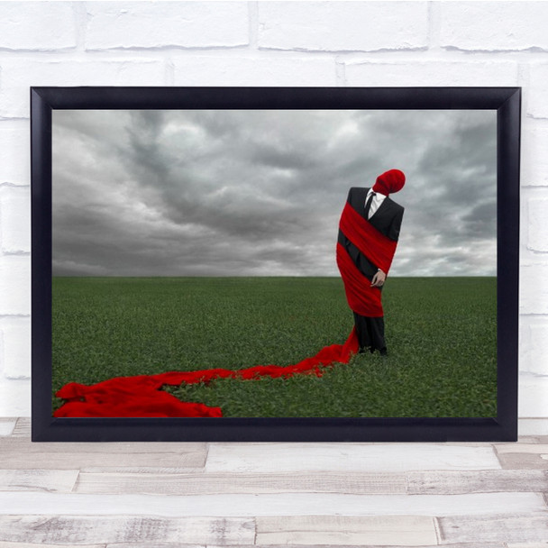 Dreams Of Loneliness Magnitogorsk Creative Edit Red Wrapped Suit Wall Art Print