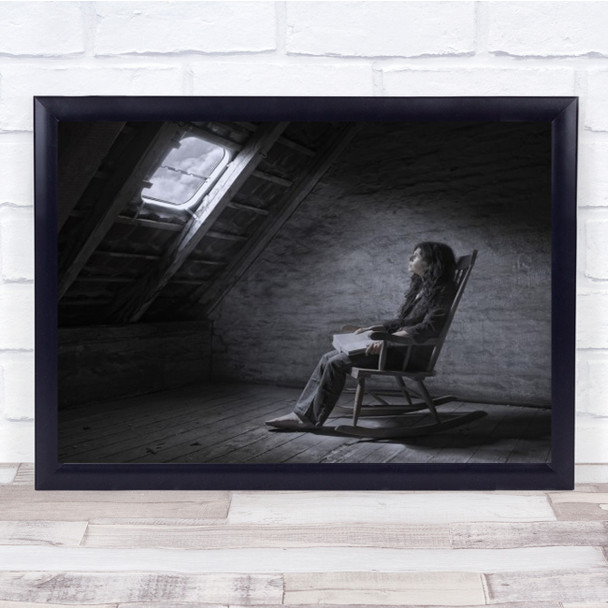 Girl Rocking Chair Portrait Conceptual Shadow Book Window Attic Light Art Print Girl Rocking Chair Portrait Conceptual Shadow Book Window Attic Light Art Print