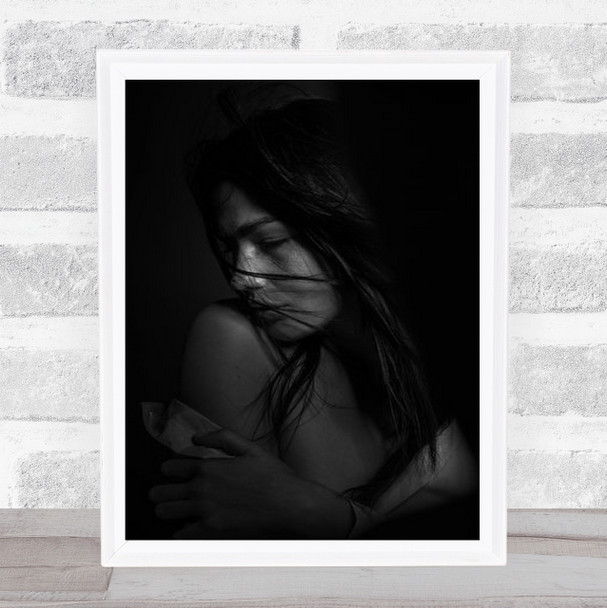 Romi Portrait Dark Low-Key Low Key Woman Model Girl Mood Emotion Wall Art Print