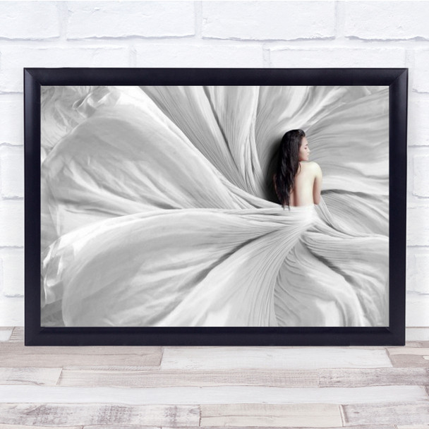 Snow White Girl Model Portrait Dress Fabric Woman Person Fashion Wall Art Print