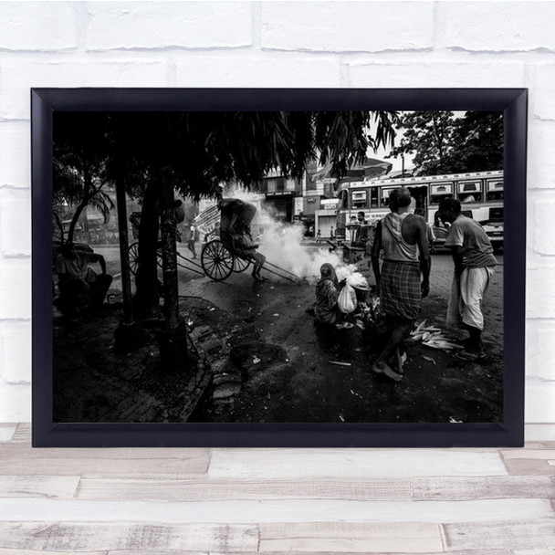 Streets Of Colcatta India Street Documentary B&W Black And White Wall Art Print