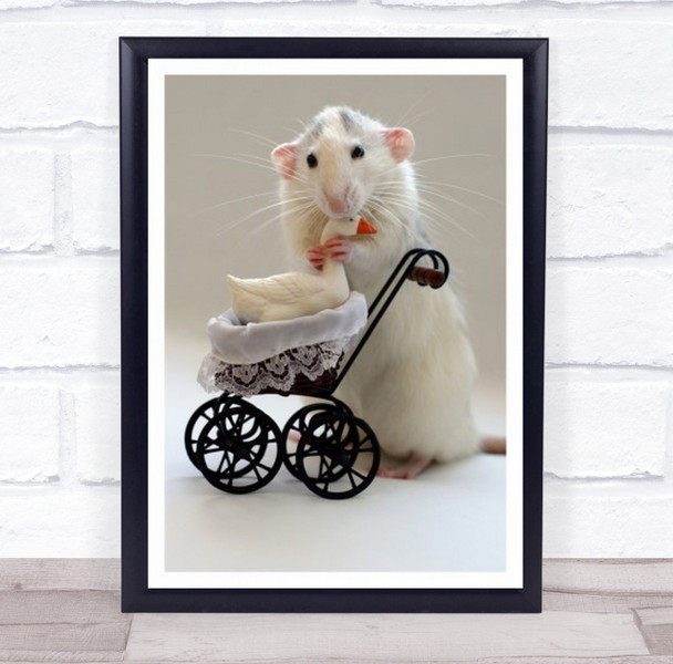 The Babysitter Rat Goose Pram Mouse Rodent Stroller Humor Humour Wall Art Print