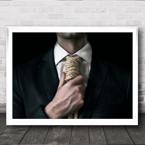 Crisis Conceptual Robe Hang Tie Suit Corporate Hand Man Holding Wall Art Print