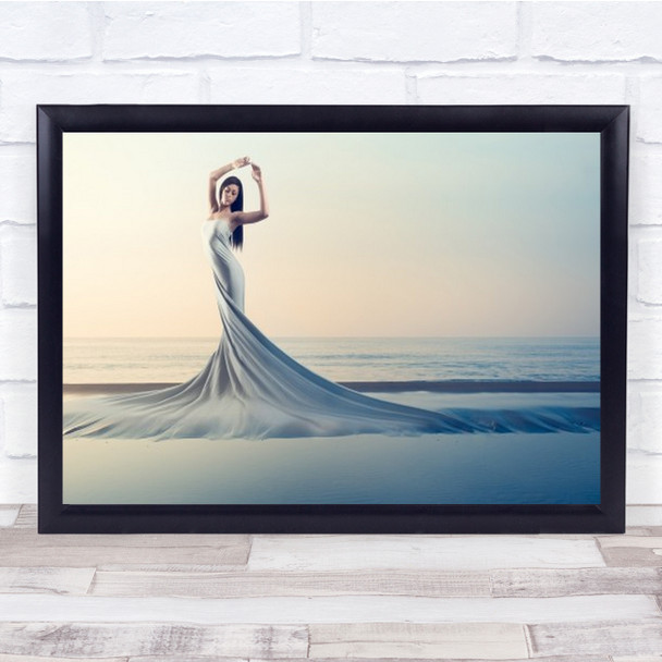 Genesis Pt1 Portrait Creative Edit Fashion Dress Wave Sea Ocean Wall Art Print