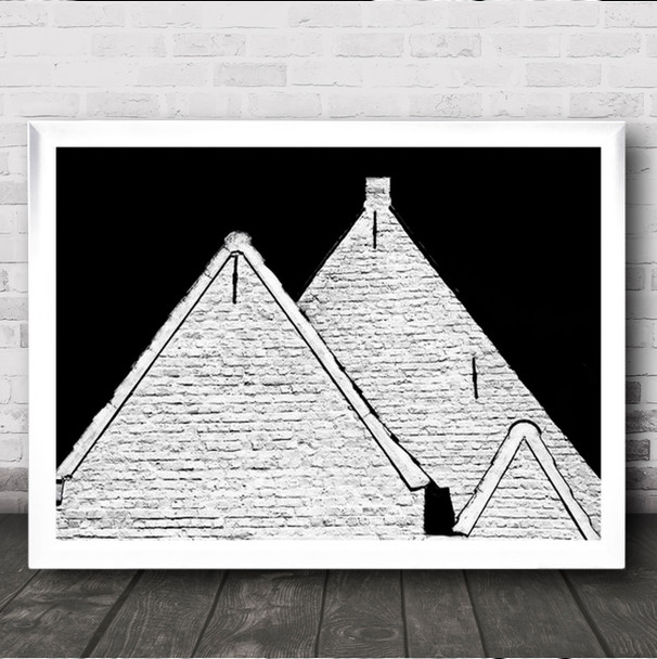 Brugian Gables Facade Graphic Contrast Bricks House Roof Roofs Wall Art Print