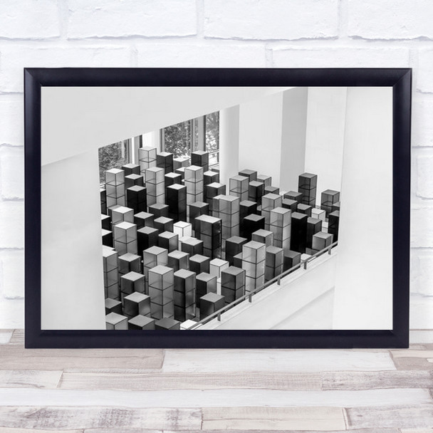 Abstract Architecture B&W Blackaamp;White High Key Cube Stack Wall Art Print