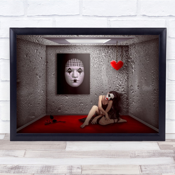 Adagio Rose Creative Edit Heart Flower Mask Flowers Woman Red Wall Art Print