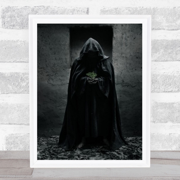 Cloak Robe Plant Life Person Mysterious Mystery Mystic Gloomy Wall Art Print