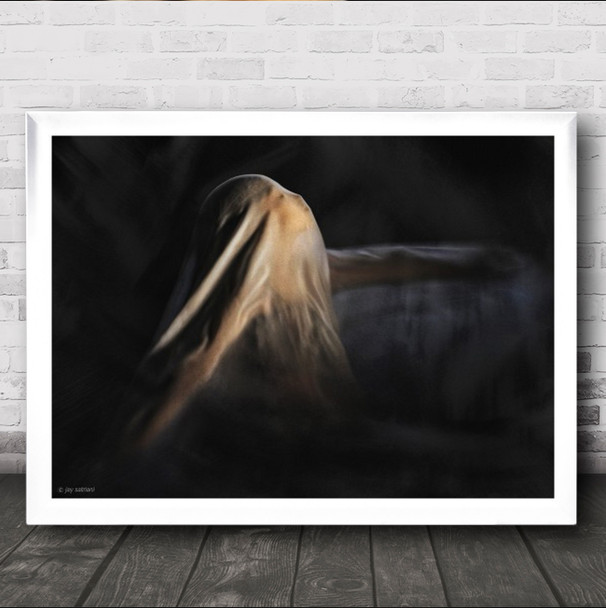 Flying In A Dream Woman Cloth Fabric Transparent Mood Emotion Wall Art Print