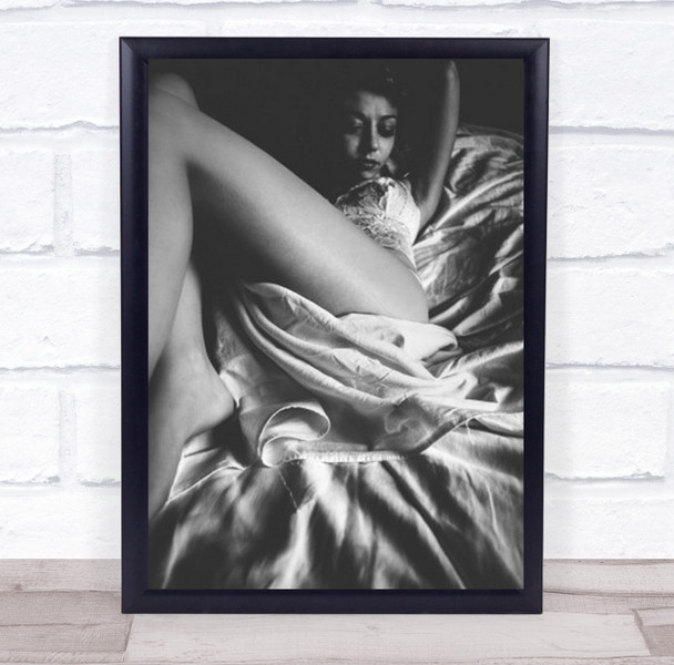 Paint Portrait Full Body Woman Bed Sheet Face Posture Sensual Wall Art Print