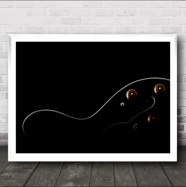 Sensualidad Musical Low-Key Low Key Dark Outline Black Guitar Wall Art Print