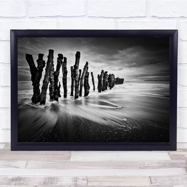 Timber Graffiti Beach Landscape Seascape Surf Water Ice Poles Wall Art Print