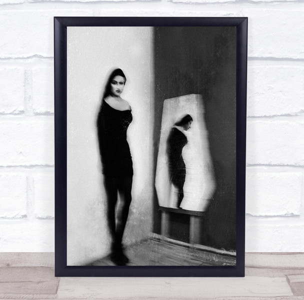Arevik Girl Creative Edit Mirror B&W Portrait Texture Sketch Wall Art Print