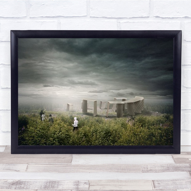 Cardhenge Creative Edit Edited Cards People Sky Clouds Trees Wall Art Print