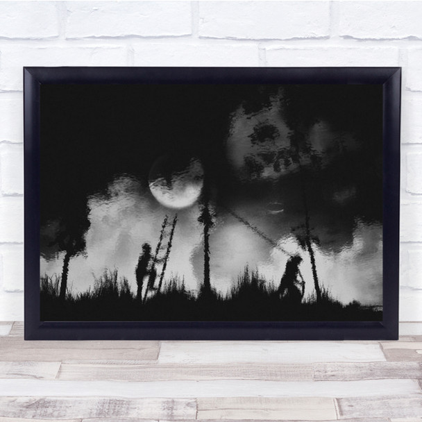 Dream World Mood Moon Sky Smoke Stair Clouds Fog People Work Wall Art Print