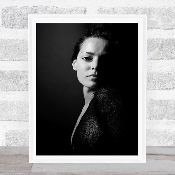 Half Moon Portrait B&W Blakaamp;White Shadow Dark Woman Face Wall Art Print Half Moon Portrait B&W Blakaamp;White Shadow Dark Woman Face Wall Art Print
