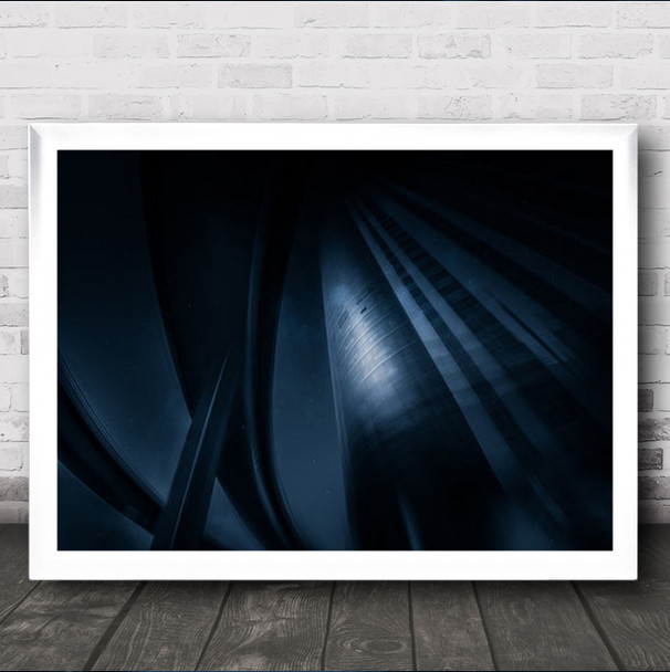 Psychedelic Abstract Architecture Toned Blue Modern Building Wall Art Print