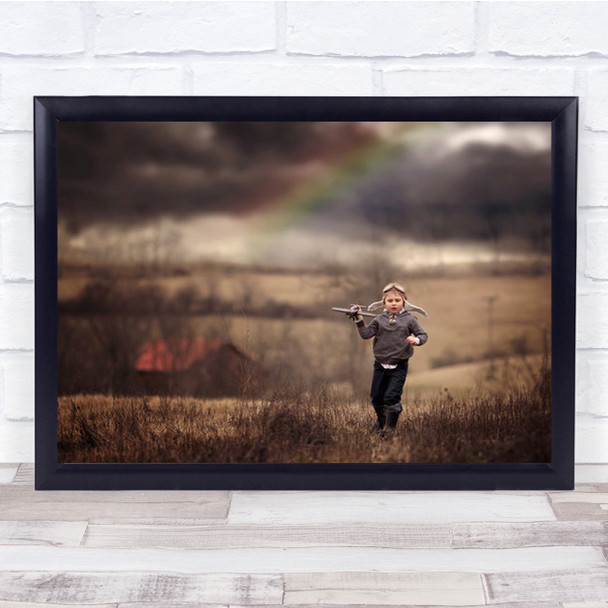 After The Storm Portrait Outside Outdoors Rainbow Child Boy Wall Art Print