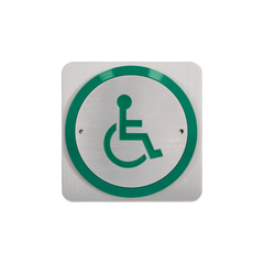 All-active wheelchair logo exit button, flush mount