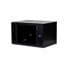 Ultima Wall Mount Cabinet Flat Pack Glass Black (H)6U x (W)600mm x (D)450mm