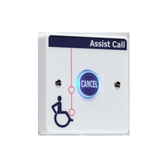 Vox Ignis Assist Call cancel plate, with indication and sounder Single gang. Injection moulded white polycarbonate.