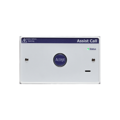 Vox Ignis - Assist Call 1 zone controller with combined PSU. Double gang, Injection moulded white polycarbonate.