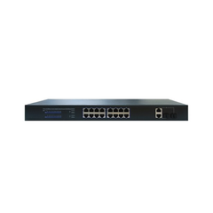 16 Channel: PoE+ Network Switch with 16 10/100Mbps RJ45 Ports and 2 10/1000Mbps