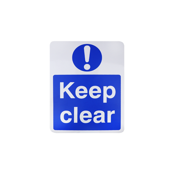 Self-adhesive keep clear sign