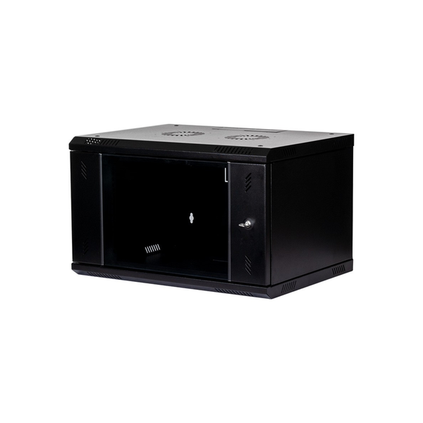 Ultima Wall Mount Cabinet Flat Pack Glass Black (H)6U x (W)600mm x (D)450mm