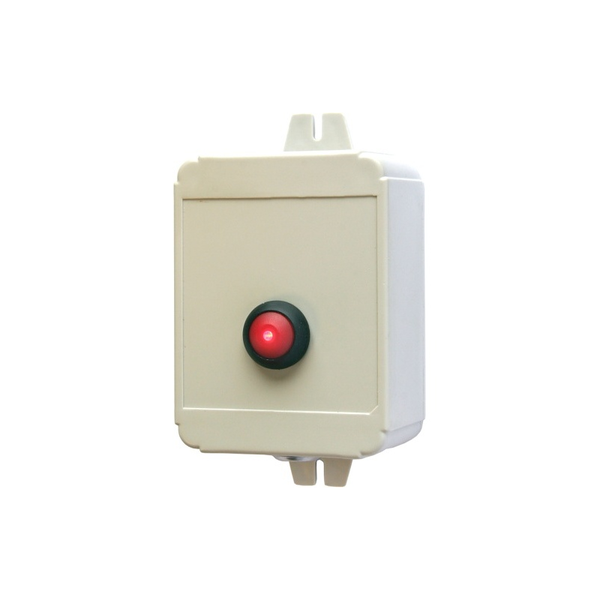 Single button, battery powered panic transmitter (no key-switch). Includes PP3 battery