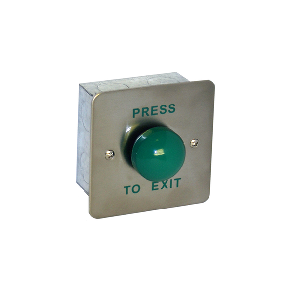 Flush SS Green Dome Exit Button