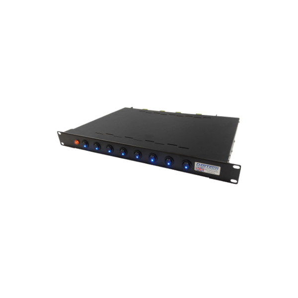 1U RACK MOUNT 12V DC 8A WITH EIGHT 1A MANUALLY SWITCHED OUTPUTS