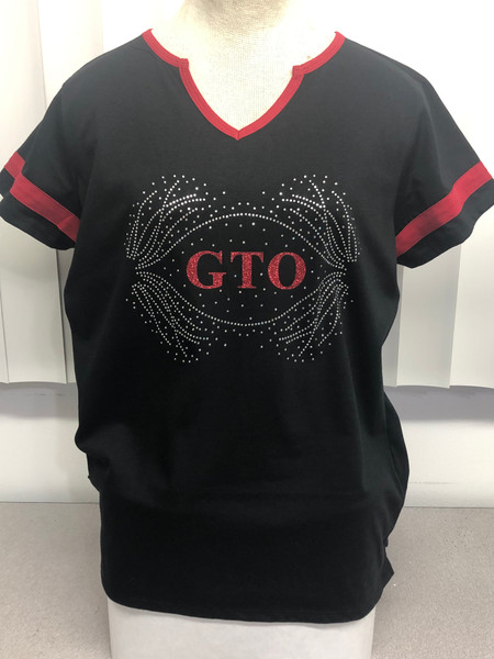 Pontiac GTO Rhinestone/Glitter Sport-Tek Ladies halftime Notch Neck tee 