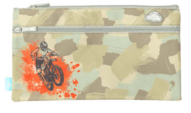 Twin Zip Pencil Case - Camo Biker