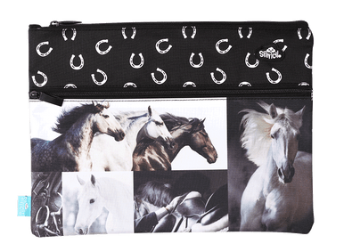 Black White Horses Stallions Pencil Case 