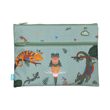 A4 Twin Zip Pencil Case - Quirky Chameleon