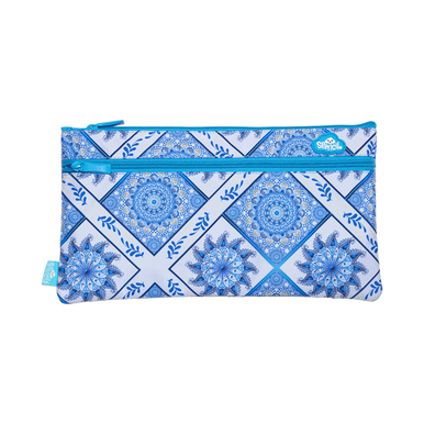 Twin Zip Pencil Case - Boho Blue