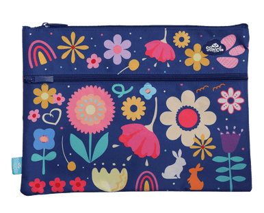 A4 Twin Zip Pencil Case - Flower Power