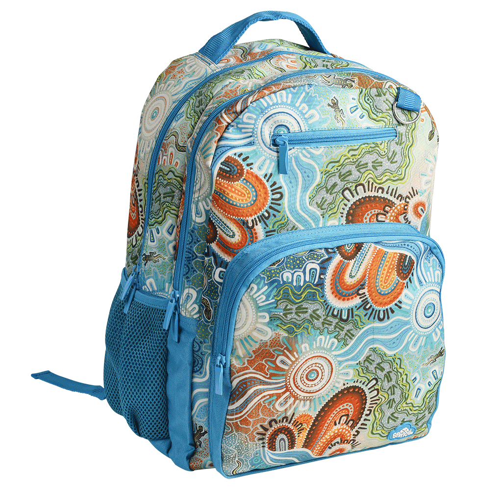 Lands' End Kids Insulated EZ Wipe Printed Lunch Box - - Brilliant Blue Camo  Floral