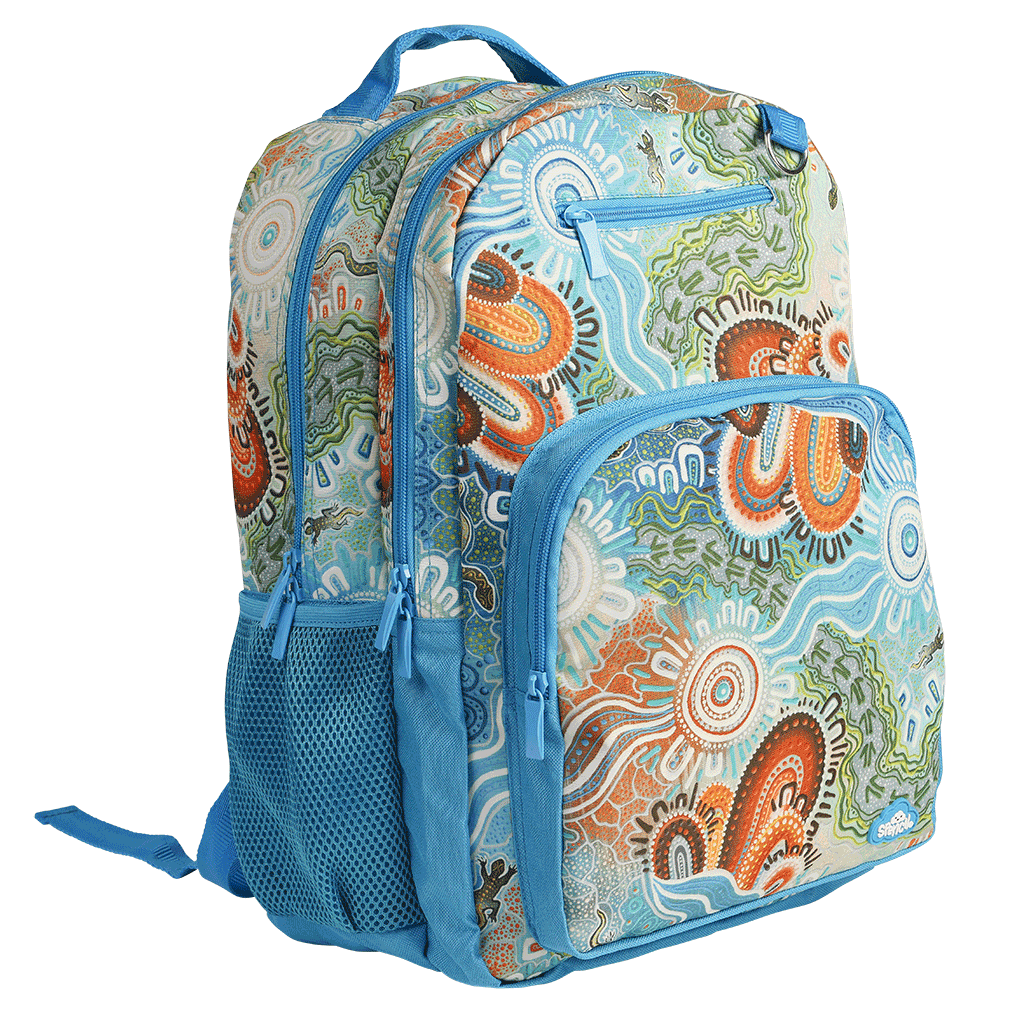 Lands' End Kids Insulated EZ Wipe Printed Lunch Box - - Brilliant Blue Camo  Floral