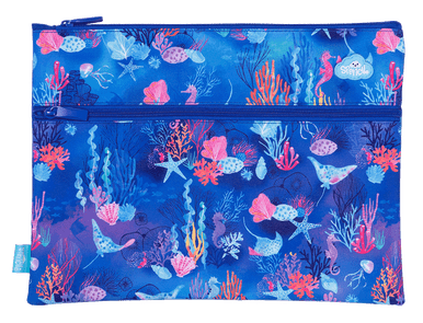 A4 Twin Zip Pencil Case - Coral Garden