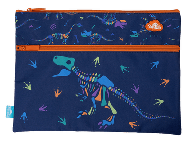 A4 Twin Zip Pencil Case - Dino Bones