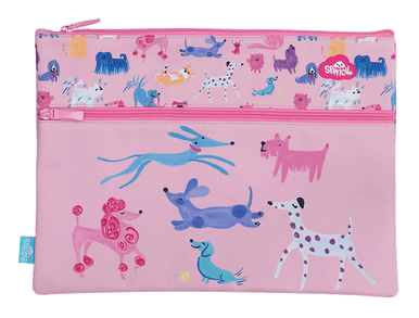 A4 Twin Zip Pencil Case - Doodle Dogs