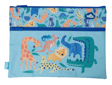 A4 Twin Zip Pencil Case - Safari Puzzle