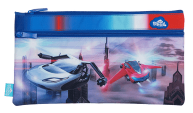 Twin Zip Pencil Case - Flying Cars