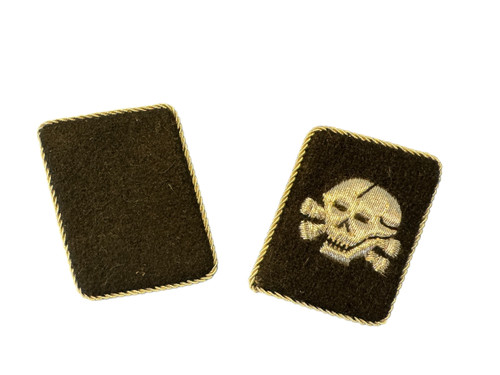 Totenkopf Collar Tabs, Embroidered with border Totenkopf Collar Tabs, Embroidered with border