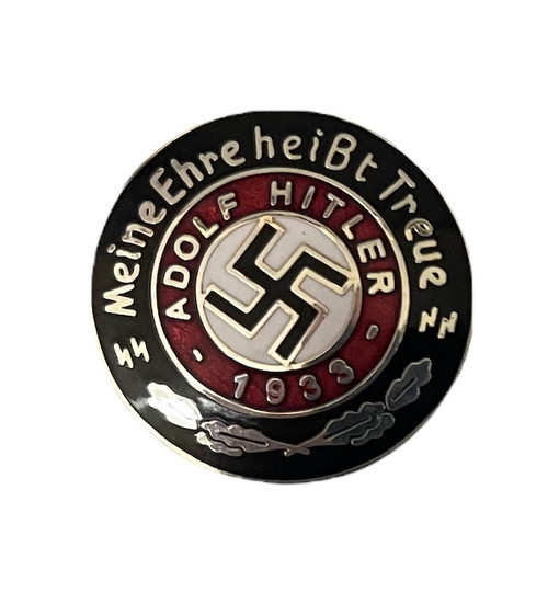 WAFFEN SS ADOLF HITLER 1933 ENAMELED PARTY BADGE