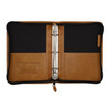 Premium Leather 3-Ring Junior Zippered Binder Open Flat
