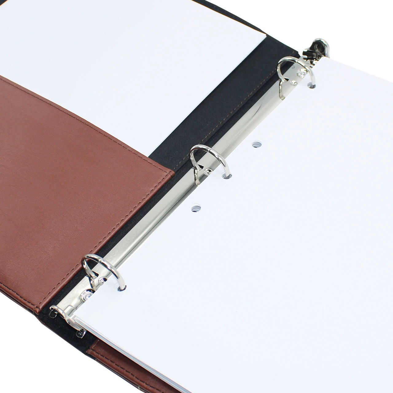 Stitched Faux Leather 3-Ring Binder, 1.5